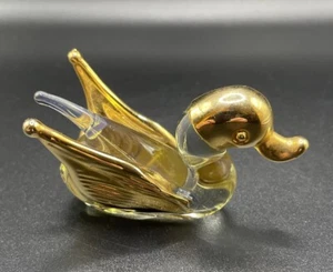 Vintage San Pacific International Miniatur Kristall und Messing Ente - Bild 1 von 6
