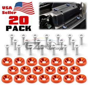20pcs Orange Billet Aluminum Fender Bumper Washer Bolt Engine Bay Screw Kit JDM - Bild 1 von 9