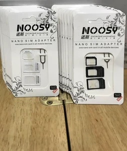 200 White+Black NOOSY Nano/Micro/Mini SIM Card Adapter Converter Set Job Lot UK - Picture 1 of 5