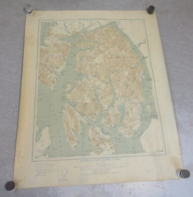 Original 1937 MaP BEVILLAGIGEDO ISLAND ALASKA  US Geological Survey   16" x 20" - Image 1 of 2