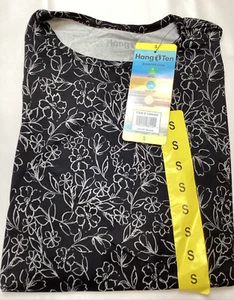 Women's Hang Ten Long Sleeve Quick Dry Sun Tee Zip Pocket, Black Floral, Small - Picture 1 of 6