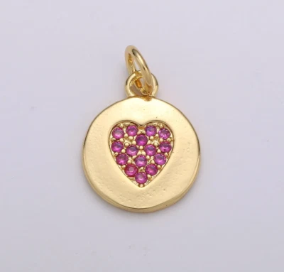 Colgante Corazón Rodolita Colgante Piedras Preciosas Colgante Oro Sólido 10k Foto 1 de 4