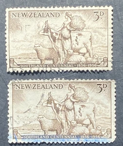 1956 New Zealand 3d Southland Centennial 1856-1956  x 2 Stamps. Fine Used. - Picture 1 of 4