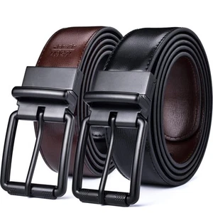 Beltox Men's Genuine Leather Reversible Belt 1.25” Rotate Black Buckle Gift B... - Picture 1 of 9
