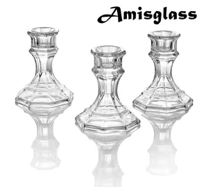 Amisglass Clear Glass Candlestick Holder Taper Candle Stick Holder Set for Decor - Picture 1 of 4