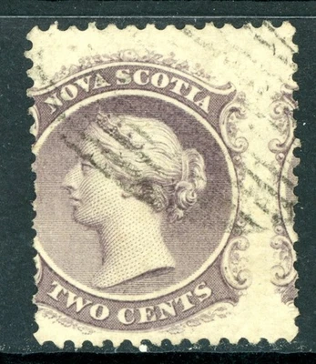 Canada 1860 QV Nova Scotia 2¢ Lilac Scott #9 EFO VFU G962 - Image 1 of 4