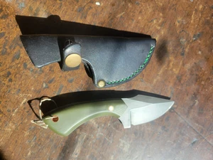 6.5" Damascus Steel Hunting Skinning Knife Composite Handle With Leather Sheath - Picture 1 of 4