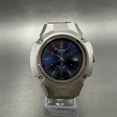 Casio MTP-3036 Watch Men 41mm Blue Dial Silver Tone Date Round New Battery - Image 1 of 4