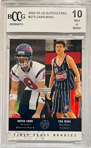YAO MING DAVID CARR DUAL ROOKIE BCCG 10 2002-03 UPPER DECK TEXANS / ROCKETS CARD - Picture 1 of 2
