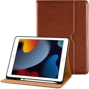 Funda DTTO para iPad 10.2" 9ª/8ª/7ª Generación - Folio de Cuero Marrón con Soporte para Lápices, - Imagen 1 de 5