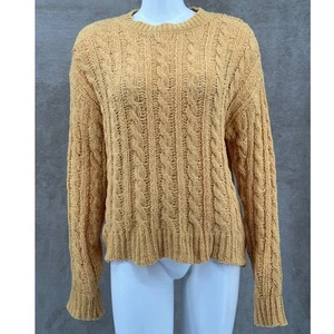 American Eagle Sweater Womens Medium Marigold Cable Knit Chenille Cozy Autumn - Picture 1 of 12