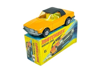 Matchbox Lesney Superfast MB6 Orange/Black Top Mercedes 350SL w/I Box - Image 1 of 4
