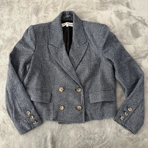 Free People Tailored Heritage Zweireiher Blazer Blau SMALL Fischgrätmuster - Bild 1 von 6