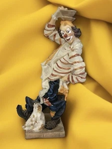 Creepy Clown Man And Dog Resin Statue Tramp Circus Makeup Sculpture Home Decor - Picture 1 of 8