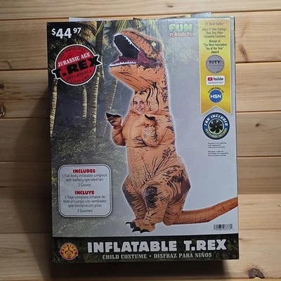 成人充气 T-Rex 恐龙服装带风扇和手套 RUBIE 均码 — 第 1/4 张图片