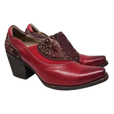 Spring Step L'Artiste 37 Empowerite Hair-On-Hide Ankle Boot Burgundy Western  - Image 1 of 4