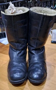 Hawkins Shearling Lined Black Leather Boots (size 8) Rare 1950/60s Next Day Del. - Picture 1 of 24