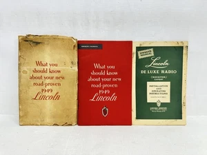 1949 Lincoln Owners Manual Package - 3 Piece Set w/Radio Inst & Glove Box Env. - Picture 1 of 9