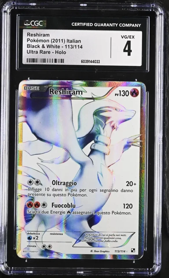 Pokemon Reshiram 2011 Italian Black White Ultra Rare Holo Card CGC 4 113/114 - Bild 1 von 1