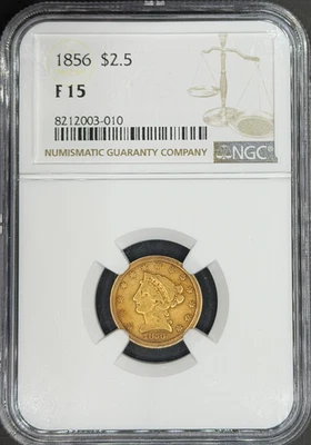 1856 $2.50 Liberty Head Gold Quarter Eagle NGC F-15 - Image 1 of 4