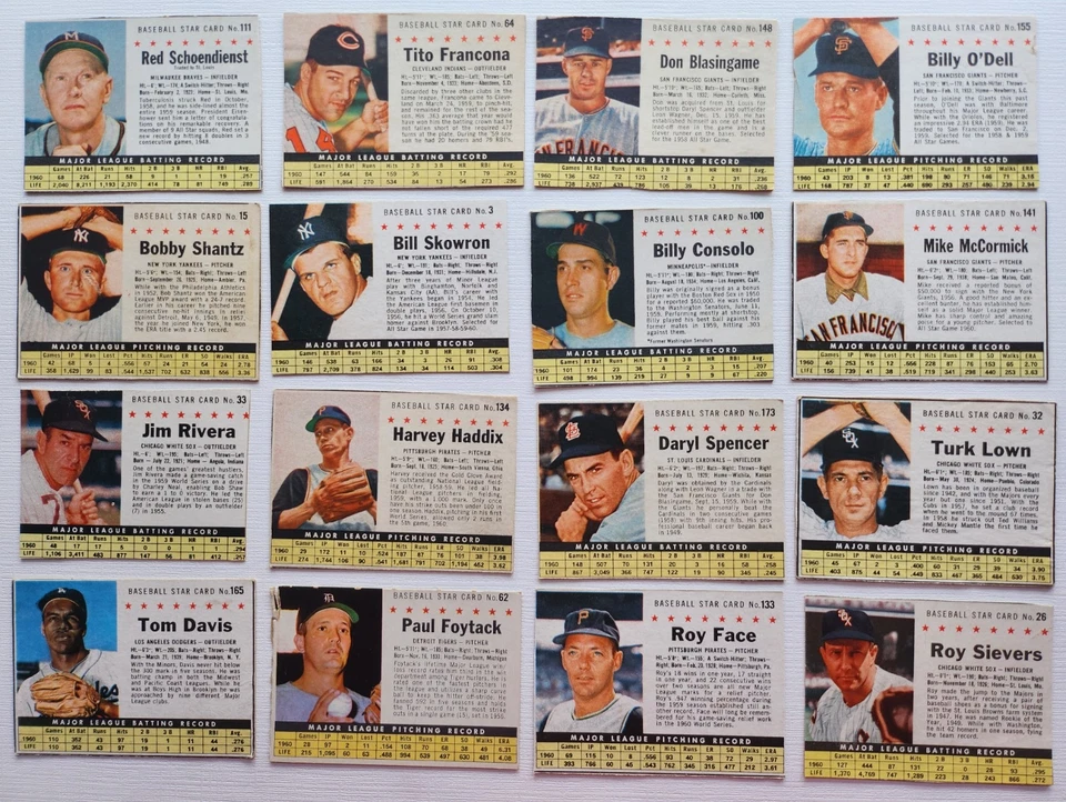 1961 Post Cereal LOT (16) Baseball VINTAGE Cards SKOWRON + SHANTZ + RED EX EX++ - Image 1 of 3