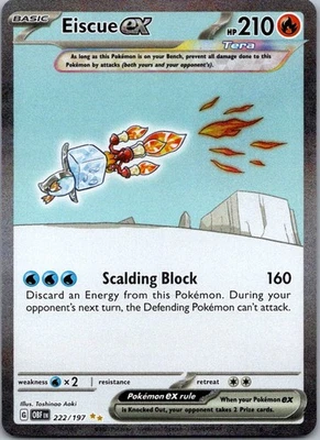 Eiscue ex - 222/197 SV03: Obsidian Flames Special Illustration Rare Holo NM - Image 1 of 2