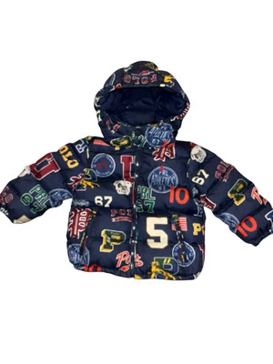 Polo Ralph Lauren Kids Size 24M VARSITY PRINT Down Hooded Jacket - Image 1 of 4