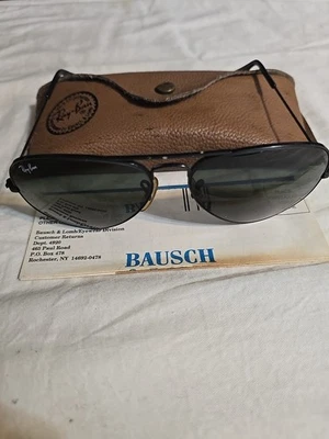 vintage bausch and lomb sunglasses Aviator Black Frames Ray Ban original lenses - Image 1 of 4