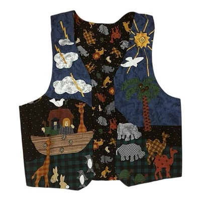Vintage Noah’s Ark Vest Handmade Reversible Granny Core Teacher School Church - Image 1 of 4