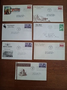 7 Hotel Illustrated Advertising FDCs All from Wyoming Utah New Mexico 3 - Picture 1 of 4