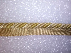 8 yards CORD W/ LIP 3/8" - BEIGE/GOLD/WHITE - Upholstery Drapery Fabric Trim - Picture 1 of 1