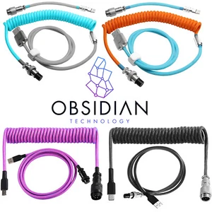 Keyboard Coiled GX16 Sleeved Aviator USB-C Mechanical Braided Gaming Cable 4ft - Picture 1 of 13