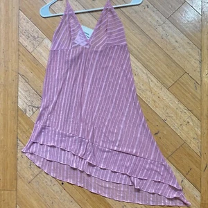 Vtg Y2K Babydoll Asymmetrical Ruffl Dres Lingerie Pink Sheer Mesh Coquette Fairy - Picture 1 of 3