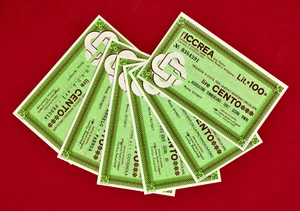 100 Lire Cento 1977 l'ICCREA ITALY UNC BANK NOTE - CASSA RURALI E ARTEGIANE ROMA - Picture 1 of 2