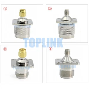 1x SMA Male Female to N Male Female 4 Hole 25mmx25mm Flange Panel RF Adapter - Foto 1 di 5