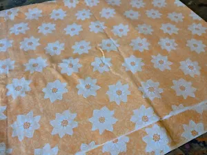 Vintage retro floral flower Orange King Size XL flat sheet 60s 70s Vgc Prop Rare - Picture 1 of 7