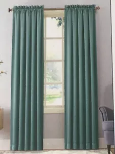 Sun Zero Room Darkening Rod Pocket Curtain Panel Set - Emory Stormy Sea - Picture 1 of 3