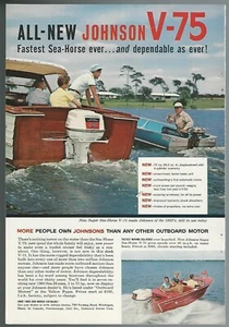 1960 JOHNSON MOTOR advertisement, Sea-Horse V-75 outboard, 1920s model - Bild 1 von 3