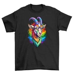 Pride_80 Rainbow Goat Funny T-shirt - Unleash Your Inner Fab! Fun-filled, Unisex - Picture 1 of 46
