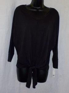 Top Zac & Rachel Talla S Nuevo con etiquetas Mezcla Negro Poliéster Mangas 3/4 Corbata Frontal Cuello de Barco - Imagen 1 de 12