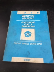 1988 FWD Car Electronic Fuel Emissions Service Manual Dodge Chrysler - Imagen 1 de 1
