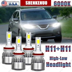 Combo faros LED bombillas haz alto-bajo 4 piezas para Nissan Rogue 2014-2018 2019 6000 k - Imagen 1 de 12