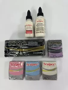 Set: Sculpey Premo Polymer Clay Black 8oz, 4 2oz pearls, Liquid Sculpey & Glaze - Picture 1 of 14