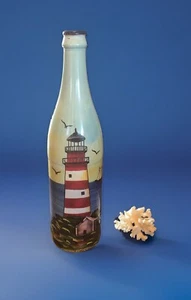 MAYRICH CO. ~ Vintage handbemalte Longneck Flasche Leuchtturmszene - Bild 1 von 9