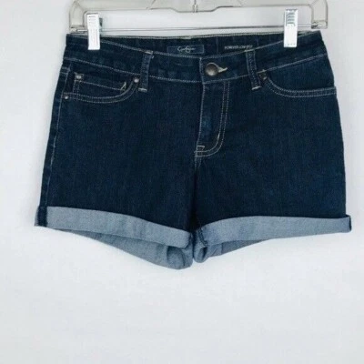 Jessica Simpson Women 8 Forever Low Rise Blue Jean Shorts Cuffed - Image 1 of 4