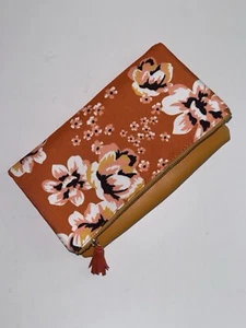 Rachel Pally Fold Over Clutch Bag Anthropologie Purse Reversible Orange Foral - Picture 1 of 9