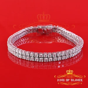 Round Men's/Womens Bracelet 4mm Thick 8 Long 15ct Moissanite White 925 Silver - Picture 1 of 9