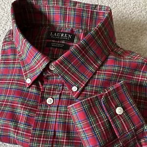 Lauren Ralph Lauren Mens XL Red Plaid Long Sleeve Classic Fit Soft Stretch - Picture 1 of 5