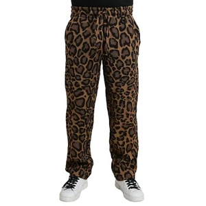DOLCE & GABBANA Pants Brown Leopard Print Polyester Jogger IT54/ W40 /XL 1200usd - Picture 1 of 8
