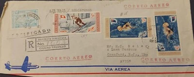 O) 1959 DOMINICAN REPUBLIC, OLYMPIC WINNERS AND FLAGS, MADELEINE BERTHOD DOWNHIL - Image 1 of 2